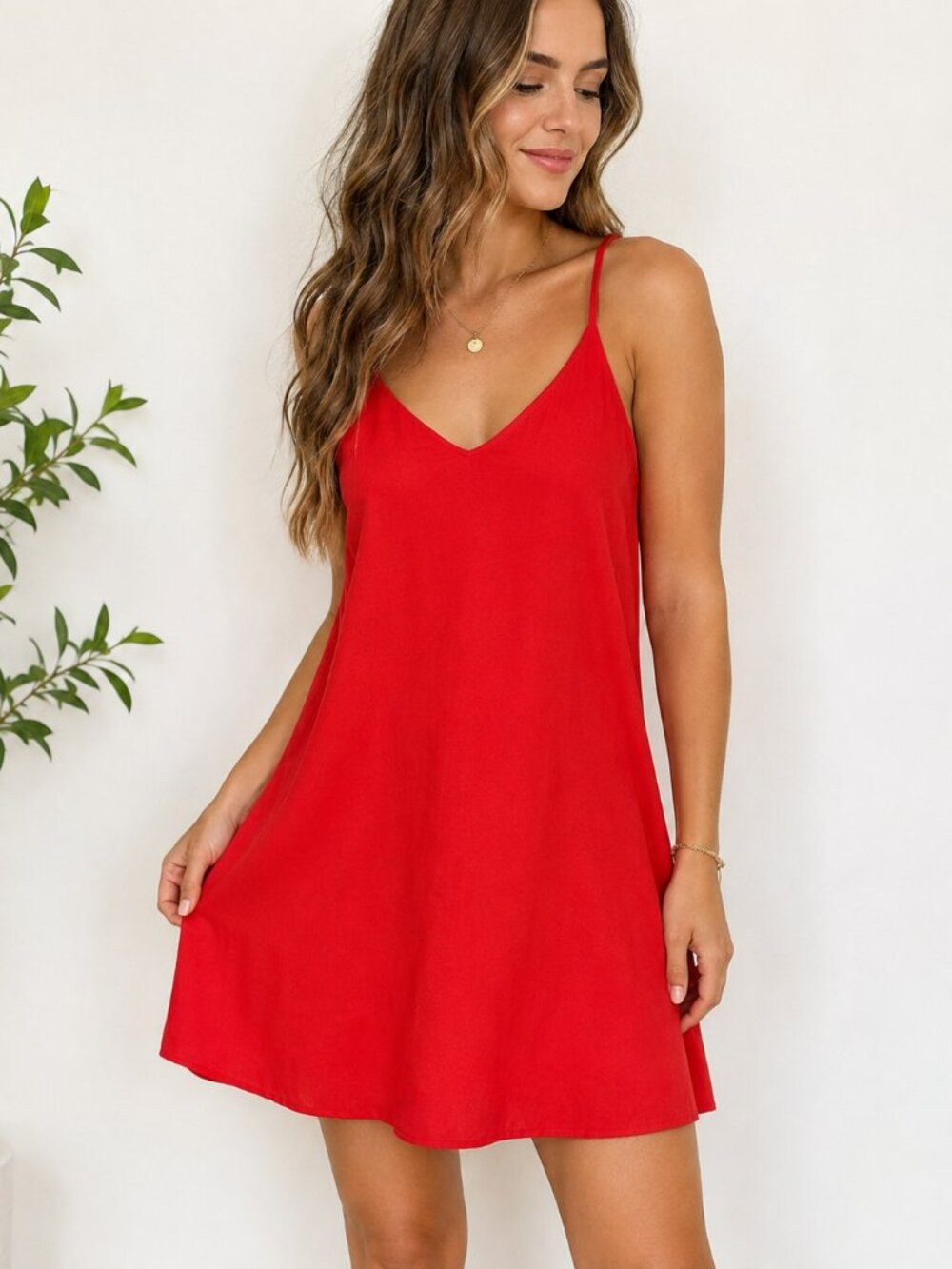 Topshop Red V Neck Mini Shift Dress Size 2 Strappy Y2K